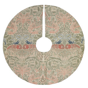 William Morris Vintage Peacock & Dragon Wallpaper Brushed Polyester Tree Skirt