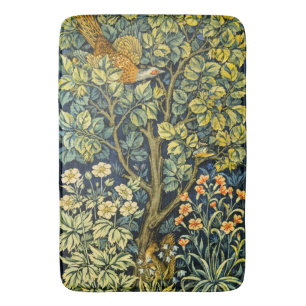 William Morris Vintage Pheasant Squirrel Flower Bath Mat