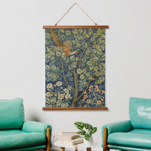 William Morris Vintage Pheasant Squirrel Flower Hanging Tapestry