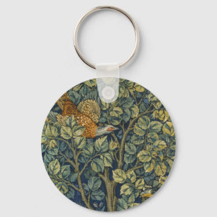 William Morris Vintage Pheasant Squirrel Flower Key Ring