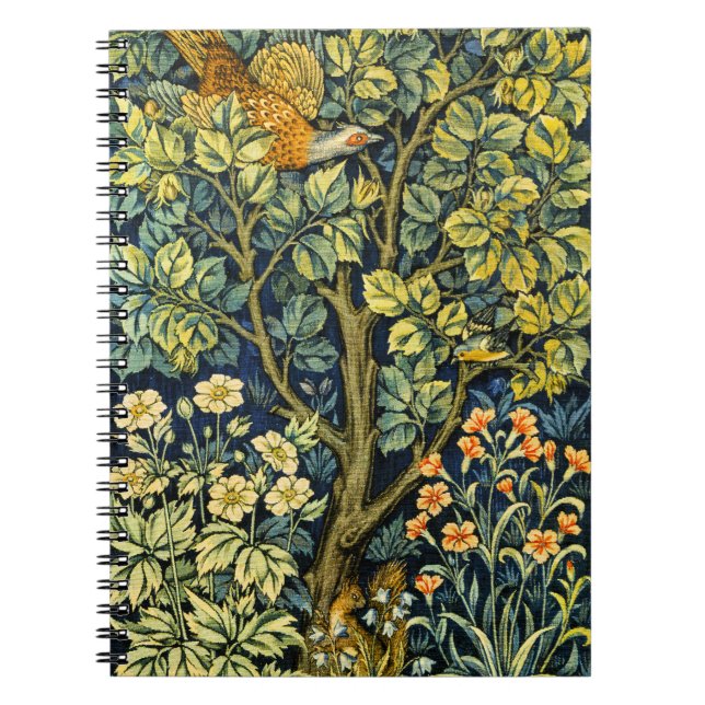William Morris Vintage Pheasant Squirrel Flower Notebook (Front)