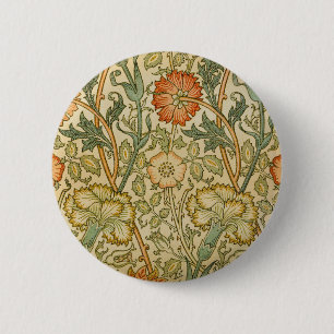 William Morris Vintage Pink and Rose Pattern 6 Cm Round Badge