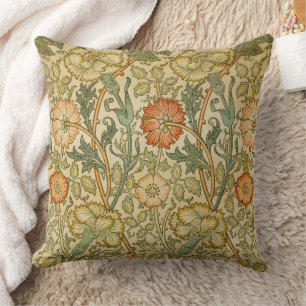 William Morris Vintage Pink and Rose Pattern Cushion