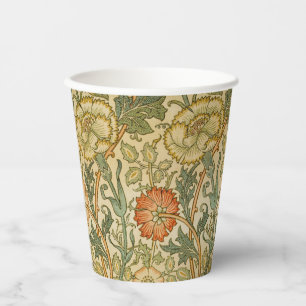 William Morris Vintage Pink and Rose Pattern Paper Cups