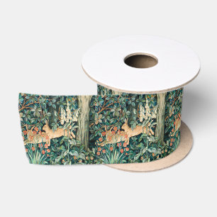 William Morris Vintage Rabbit Garden Floral Art Satin Ribbon
