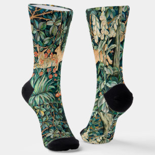 William Morris Vintage Rabbit Garden Floral Art Socks