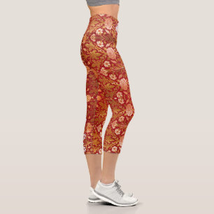 William Morris Vintage Rose & Lily Floral Pattern Capri Leggings
