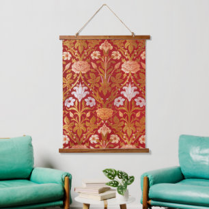 William Morris Vintage Rose & Lily Floral Pattern Hanging Tapestry