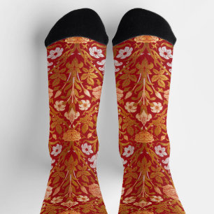 William Morris Vintage Rose & Lily Floral Pattern Socks