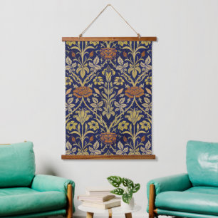 William Morris Vintage Rose & Lily Flower Pattern Hanging Tapestry