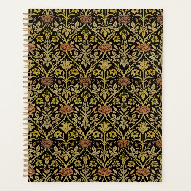 William Morris Vintage Rose & Lily Flower Pattern Planner (Front)