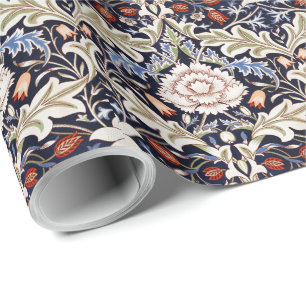William Morris Vintage Severn Blue Floral Flowers  Wrapping Paper