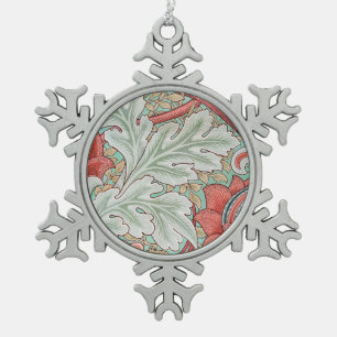 William Morris Vintage St James Acanthus Leaves Snowflake Pewter Christmas Ornament