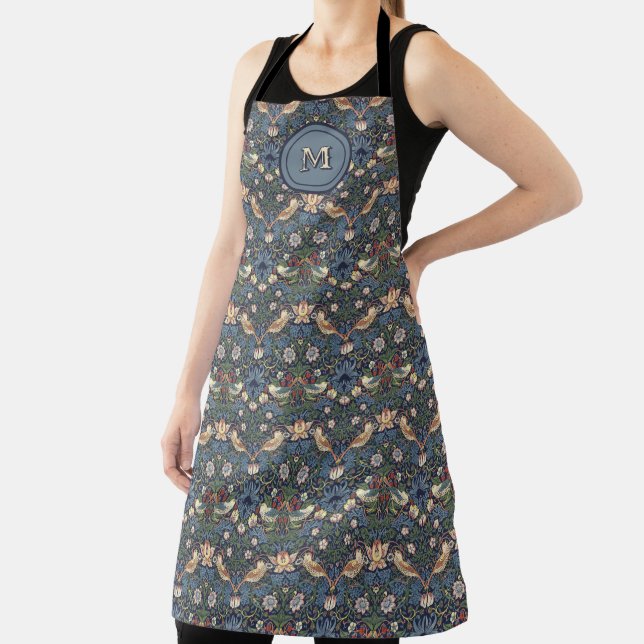 William Morris Vintage Strawberry Thief Pattern Apron (Insitu)
