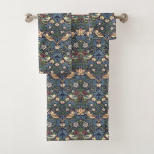 William Morris Vintage Strawberry Thief Pattern Bath Towel Set