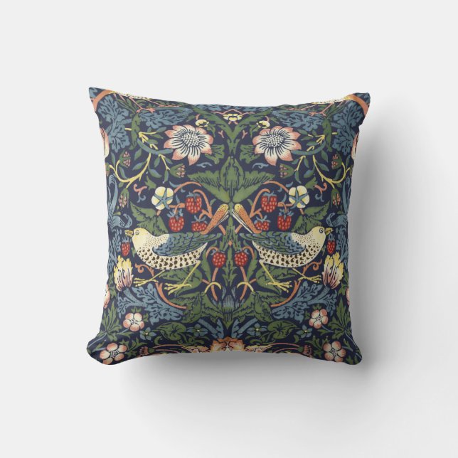 William Morris Vintage Strawberry Thief Pattern Cushion (Front)