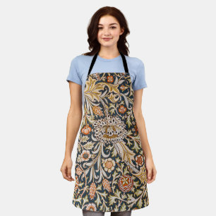 William Morris Vintage Trent Blue Floral Pattern Apron