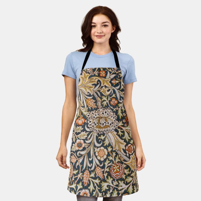 William Morris Vintage Trent Blue Floral Pattern Apron (Worn)
