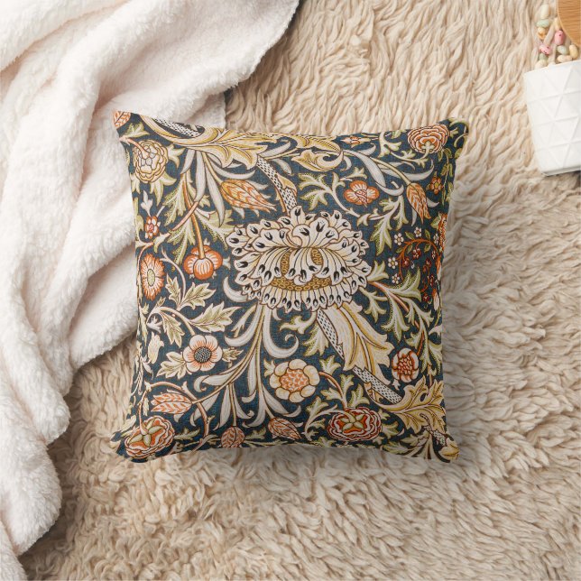 William Morris Vintage Trent Blue Floral Pattern Cushion (Blanket)