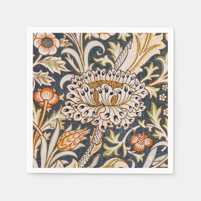 William Morris Vintage Trent Blue Floral Pattern Napkin (Front)