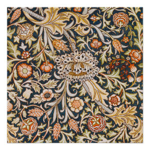 William Morris Vintage Trent Blue Floral Pattern Poster