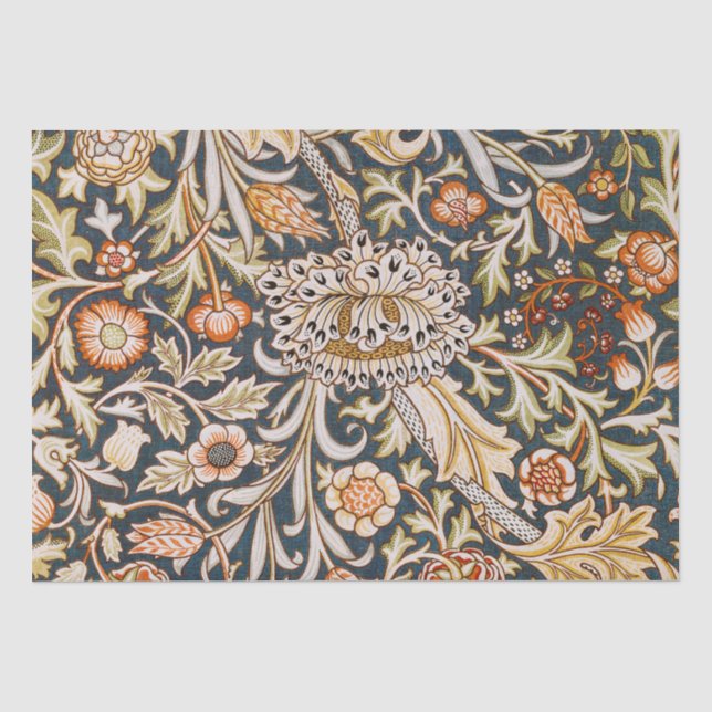 William Morris Vintage Trent Blue Floral Pattern Tissue Paper (Front)