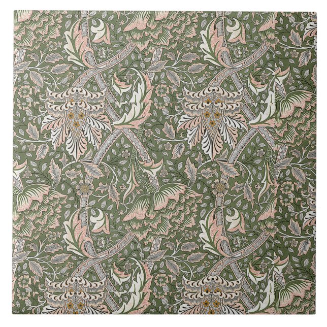 William Morris Vintage Windrush Flowers Foliage  Tile (Front)