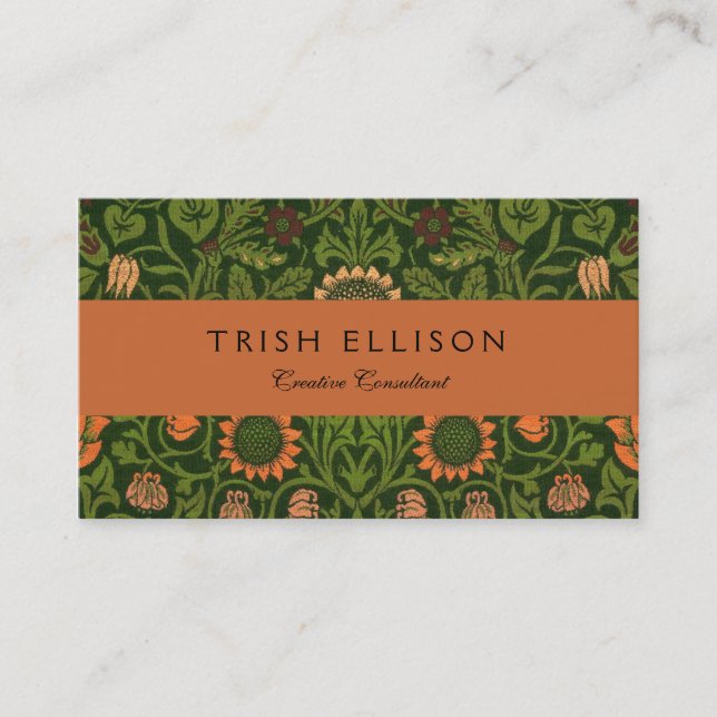 William Morris Violet and Columbine Art Rug Business Card (Front)