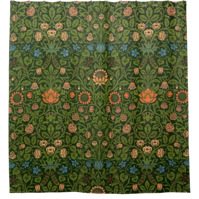 William Morris Violet and Columbine Art Rug Shower Curtain (Front)