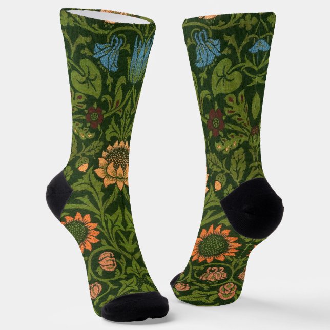 William Morris Violet and Columbine Art Rug Socks (Angled)
