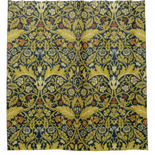 William Morris Violet Columbine Navy Floral Shower Curtain