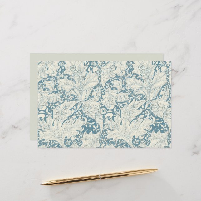 William Morris Wallflower floral blue damask  (Front/Back In Situ)