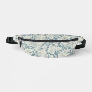 William Morris Wallflower floral blue damask Bum Bags