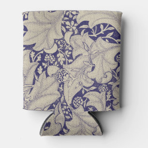 William Morris Wallflower floral blue damask  Can Cooler