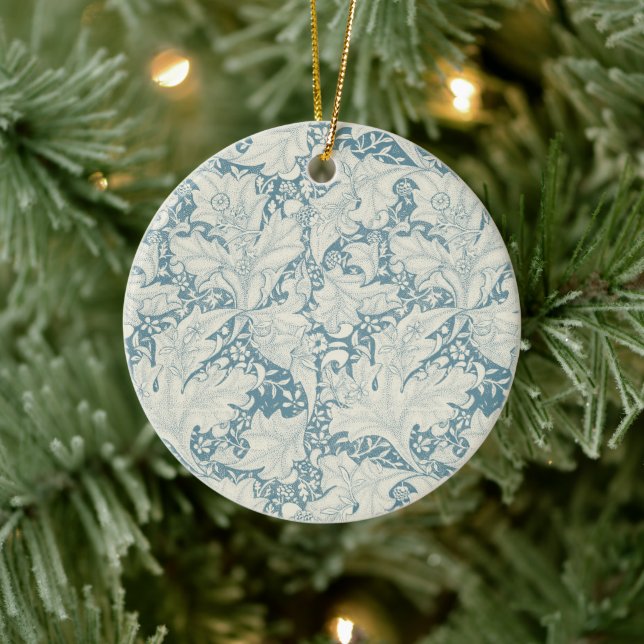 William Morris Wallflower floral blue damask  Ceramic Tree Decoration (Tree)