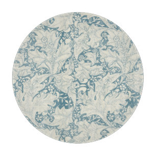 William Morris Wallflower floral blue damask Cutting Board