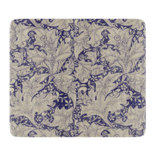 William Morris Wallflower floral blue damask Cutting Board