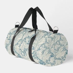 William Morris Wallflower floral blue damask Duffle Bag