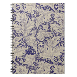 William Morris Wallflower floral blue damask  Notebook