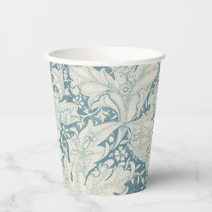 William Morris Wallflower floral blue damask Paper Cups