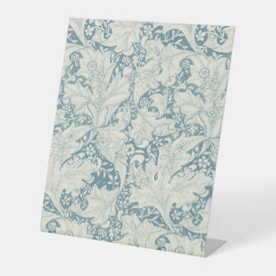 William Morris Wallflower floral blue damask Pedestal Sign