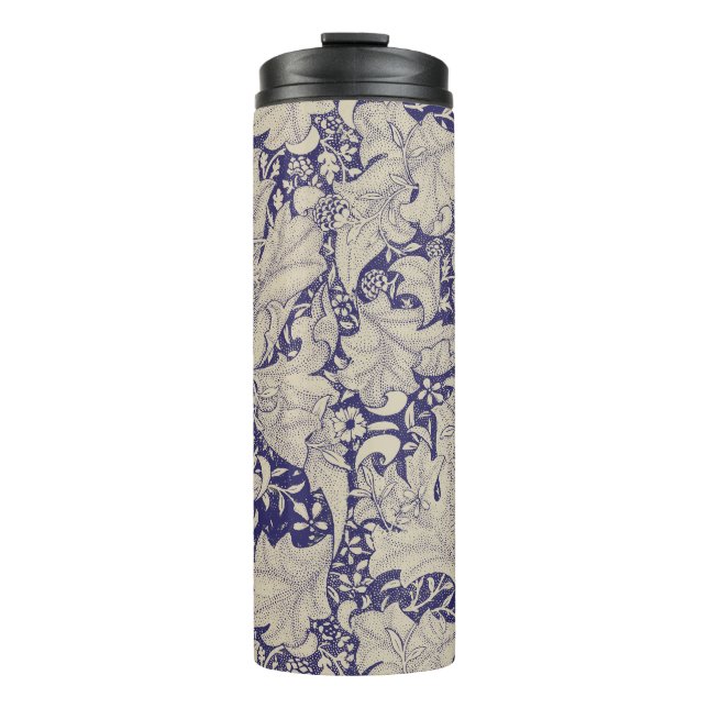 William Morris Wallflower floral blue damask  Thermal Tumbler (Front)