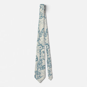 William Morris Wallflower floral blue damask  Tie