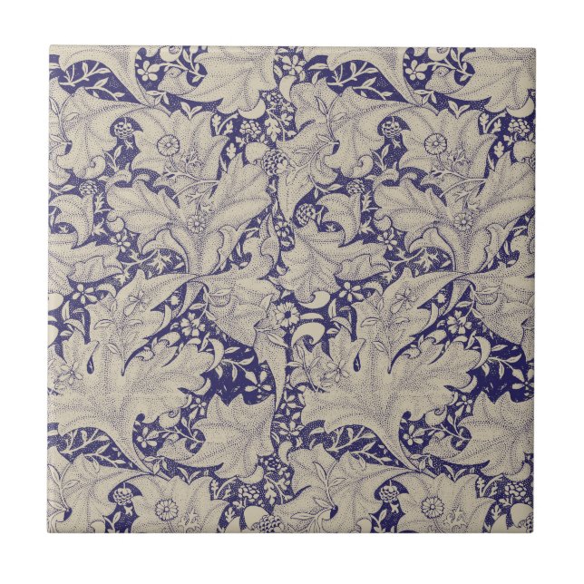 William Morris Wallflower floral blue damask  Tile (Front)