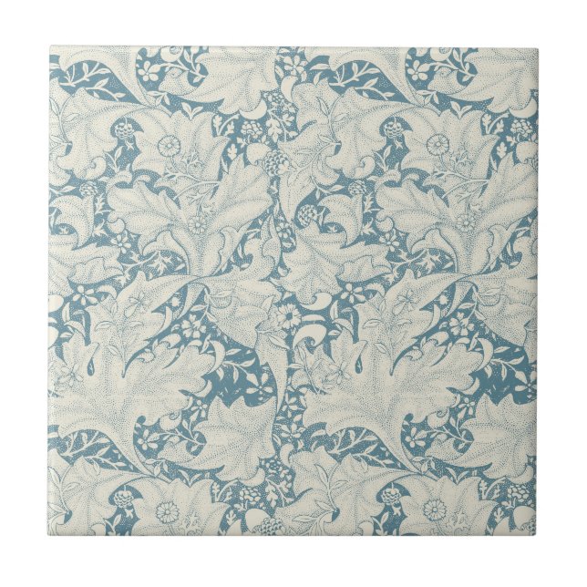 William Morris Wallflower floral blue damask  Tile (Front)
