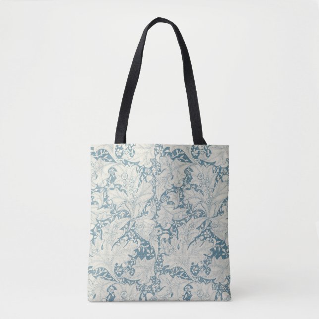 William Morris Wallflower floral blue damask  Tote Bag (Front)