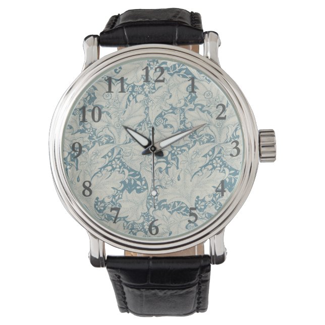 William Morris Wallflower floral blue damask  Watch (Front)