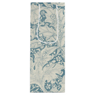 William Morris Wallflower floral blue damask Wine Gift Bag