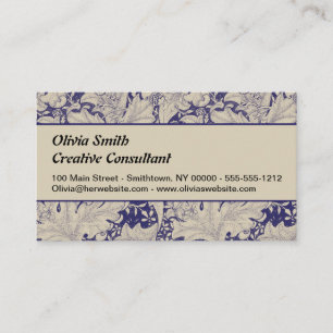 William Morris Wallflower Pattern Antique Blue Business Card