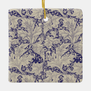 William Morris Wallflower Pattern Antique Blue Ceramic Ornament